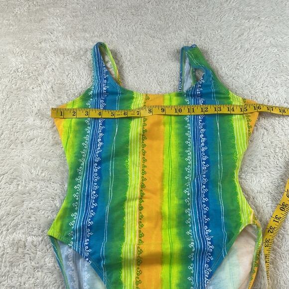 Vintage 90s Energy Zone Neon striped swimsuit, size 11/12 - Picture 5 of 8